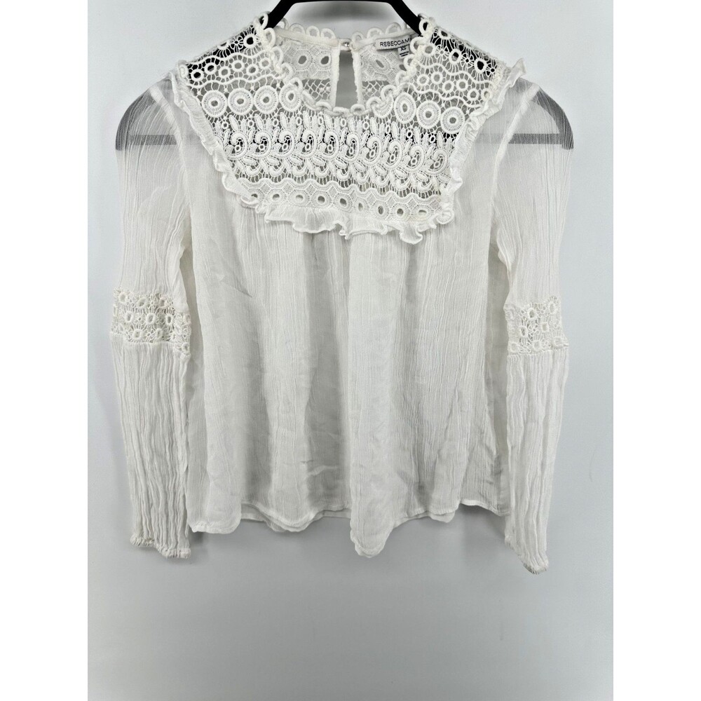 Rebecca Minkoff  Blouse White Embroidered gauze Long sleeve #F1